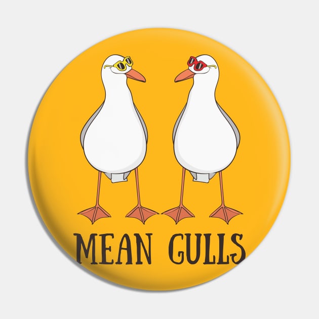 Mean Gulls, Funny Cute Seagull Joke Pin by Dreamy Panda Designs