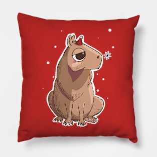 Capybara Winter Pillow