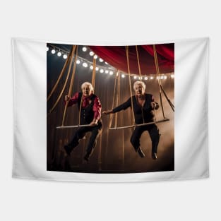 Pensioners as trapeze Artists Tapestry