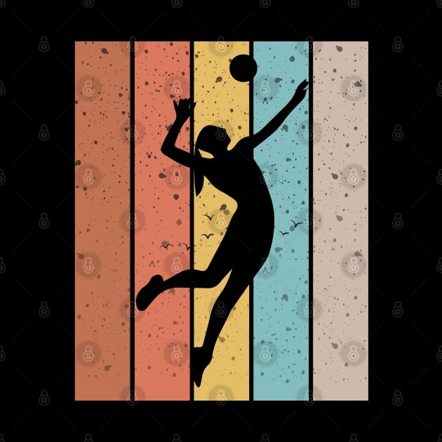 Volleyball Spiker in Silhouette Beautiful Vintage Colorful Background by docferds