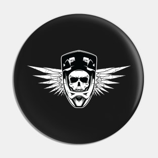 Skull biker with full face helmet. Pin