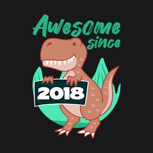 Dinosaur Awesome Since 2018 2th years Birthday Gift T-Shirt