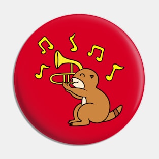 Squirrel playing trombone Pin