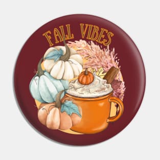 Fall Vibes Pumpkin Pampas Latte Pin