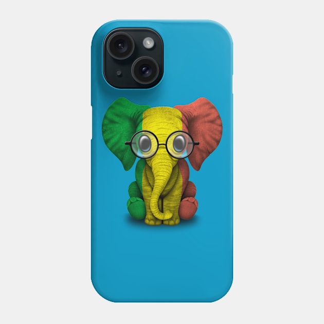 Baby Elephant with Glasses and Mali Flag Phone Case by jeffbartels
