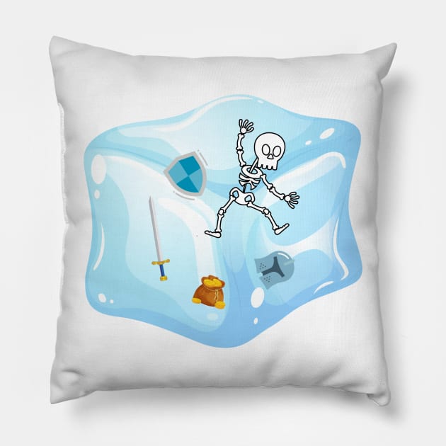 Gelatinous Cube - Ice Blue Pillow by NerdySparkleGoth