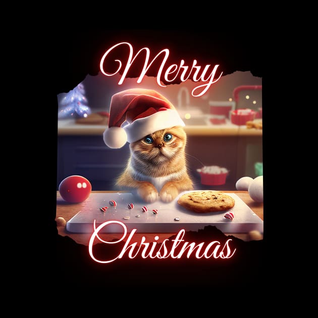 Merry Xmas, Cute Cat Helps Bake Cookies by PD-Store