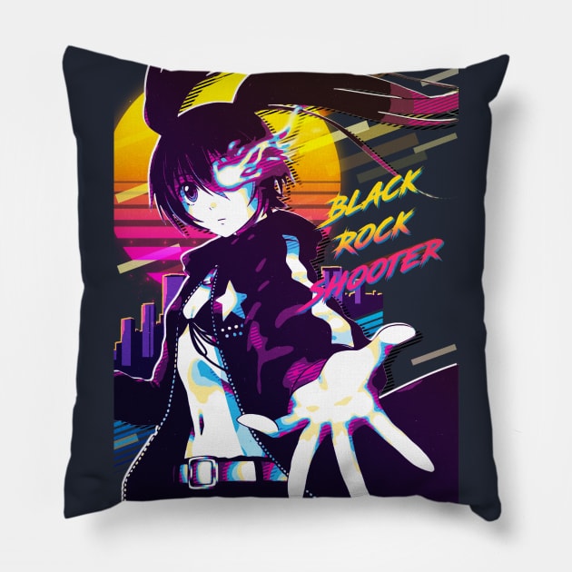 Black Rock Shooter Pillow by 80sRetro