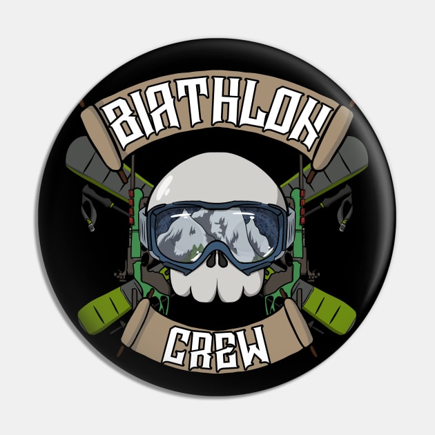 Biathlon crew Jolly Roger pirate flag Pin by RampArt