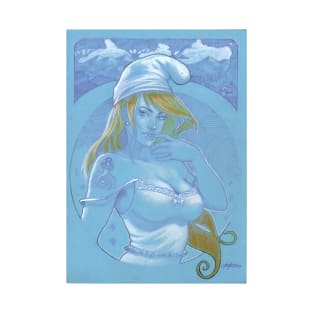 Smurfette (With Background) Posters and Art Prints T-Shirt