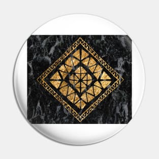 Golden tribal geo - black marble Pin