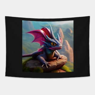 Blue and Purple Winged Baby Dragon Tapestry