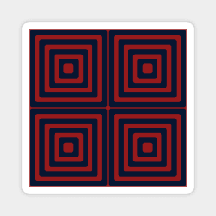 Navy Red Minimalist Squares Magnet