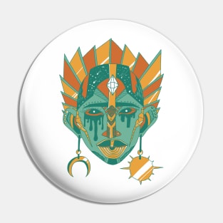 Mountain Green African Mask No 12 Pin