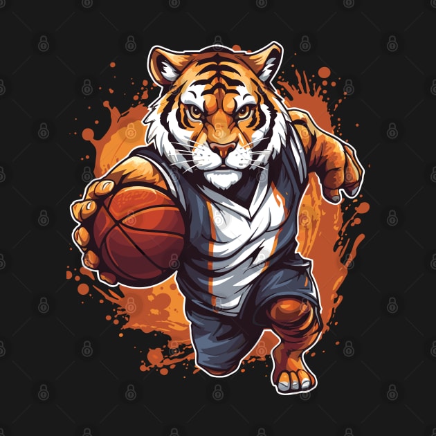 Tiger Playing Basketball by Yopi