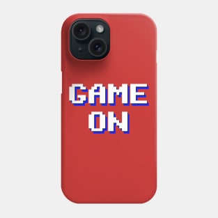 Pixelated Game On in red background Phone Case