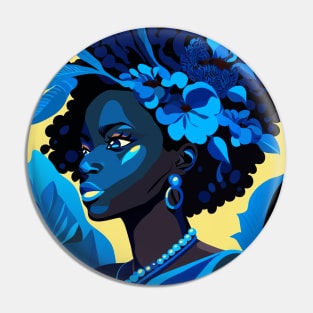 Blue flowers lady Pin