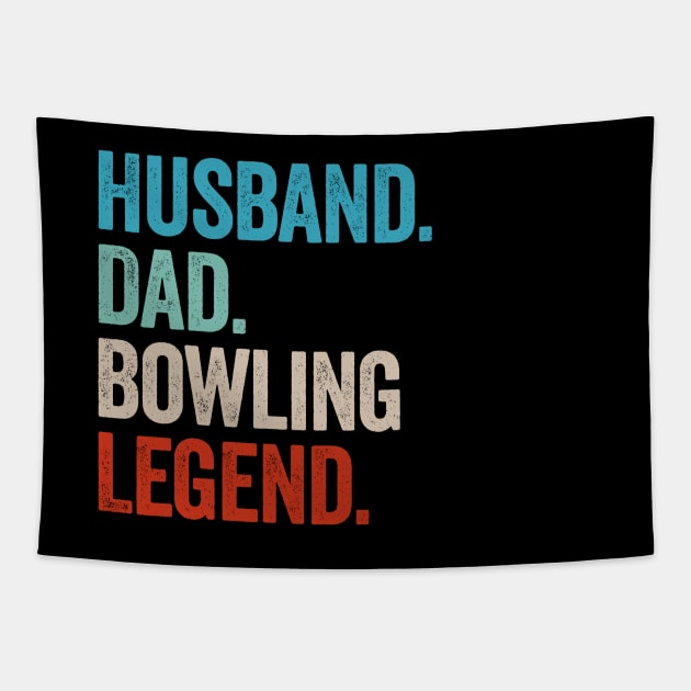 Husband Dad Bowling Legend - Retro Gift Tapestry by Sarjonello