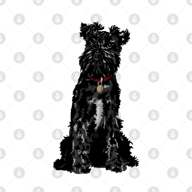 Dennis the Black Miniature Schnauzer Dog Sitting by NattyDesigns