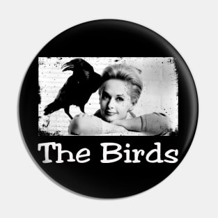 Flock of Fear Hitchcocks Birds Vintage Movie Shirt Pin