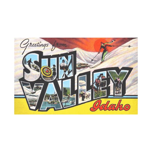 Greetings from Sun Valley Idaho, Vintage Large Letter Postcard by Naves