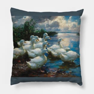 Ducks by a Lake by Alexander Koester Pillow