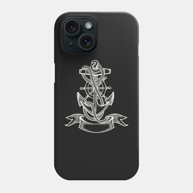 White Ship anchor tattoo Phone Case by devaleta