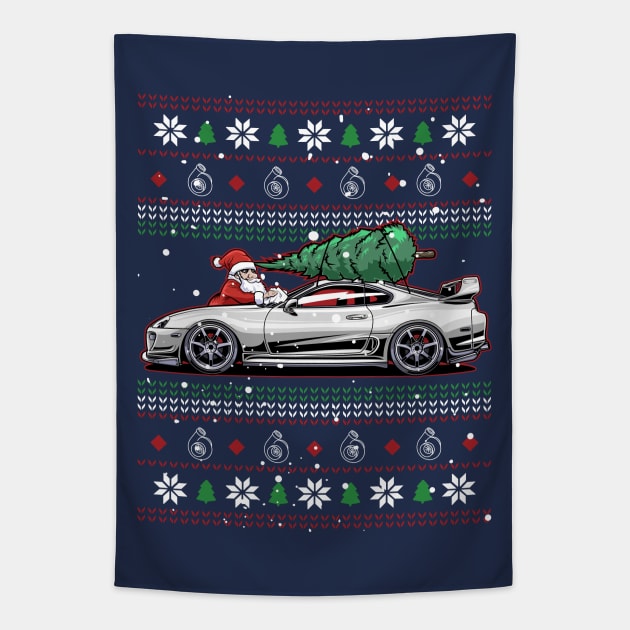 Christmas Toyota Supra Present Tapestry by racingfactory