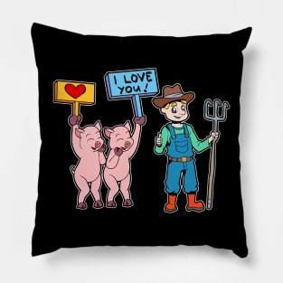 Pigs love the farmer - pig farmer Pillow