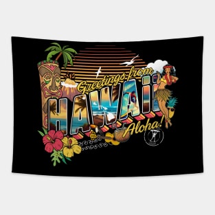 Greetings from Paradise: A Postcard from Hawaii Tapestry