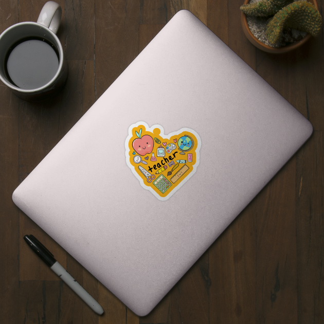 Vinyl Sticker - Teaching Is A Work Of Heart - Teacher Sticker