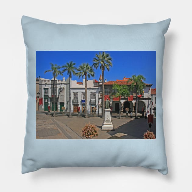 Plaza de Espana, Santa Cruz de La Palma, May 2022 Pillow by RedHillDigital