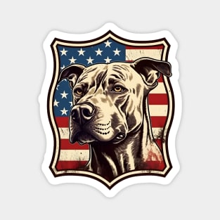 Pitbull on a vintage distressed American flag coat of arms Magnet