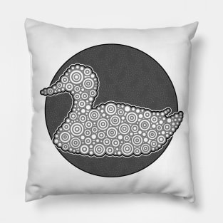 Black And White Duck Circle Design Pillow