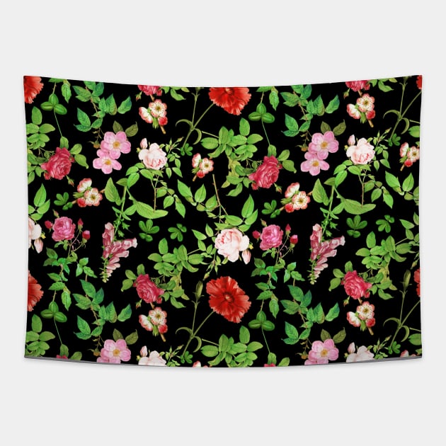 Black Fruits And Flowers Face Mask 6 Tapestry by Sahl King