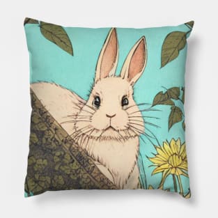 Florida White Beautiful Rabbit Bunny in the Woods Pillow