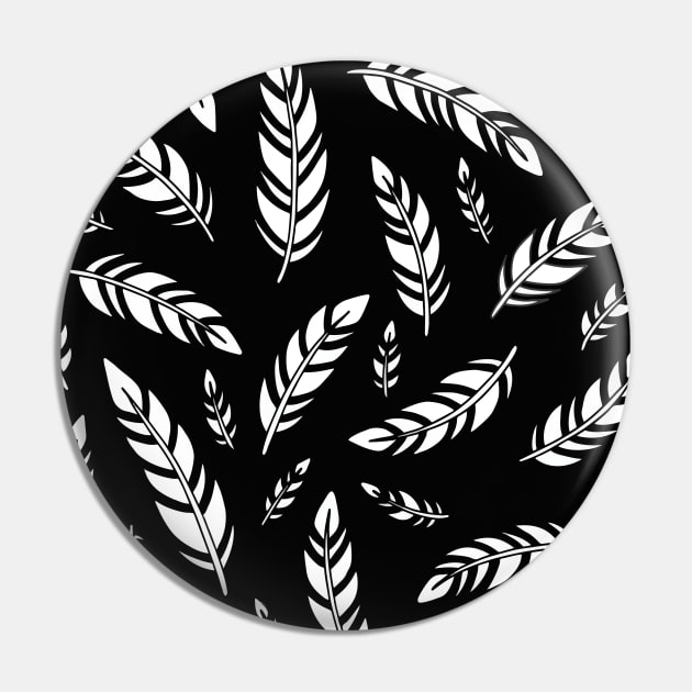 Black and White Feathers Pin by HLeslie Design