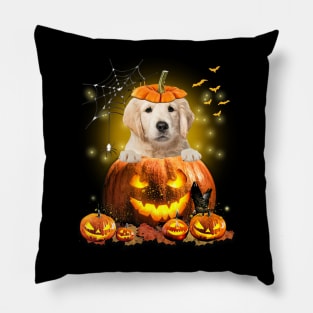 Golden Retriever Spooky Halloween Pumpkin Dog Head Pillow