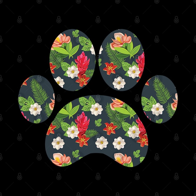 Cute Puppy Paw Floral Pattern Design by KawaiiAttack