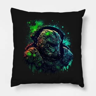 Interstellar Defender: Graffiti Art Featuring a Space Marine Pillow