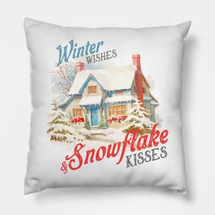 Winter kisses snowflake wishes Pillow