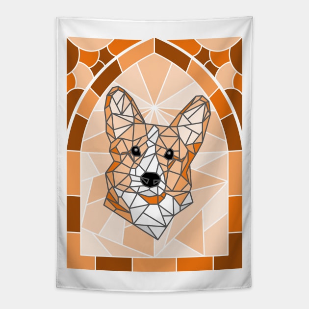 Stained Glass Fawn Corgi Tapestry by inotyler