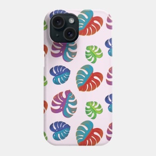 Red and blue Monstera leaves Phone Case