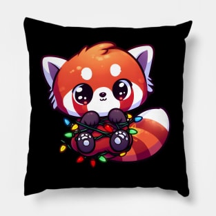 Adorable Christmas Red Panda Pillow