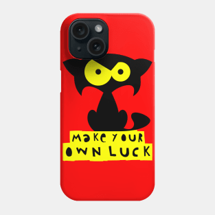 Funny black cat T-shirt – Make your own luck (Mozart) – red Phone Case