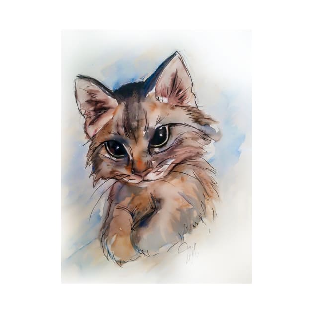 watercolor kitty by myriamaubry