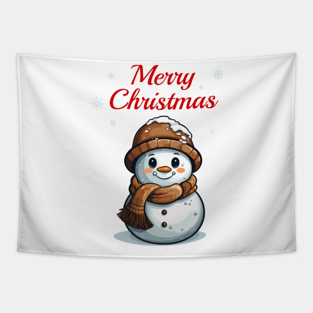 Cute snowman Tapestry by DemoArtMode