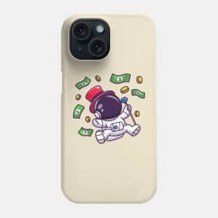 Cute Rich Astronaut Floating With Money Cartoon Phone Case