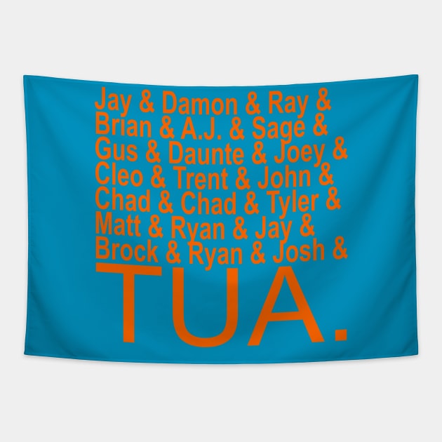 Dolphins quarterbacks History of Miami with Tua Tagovailoa Tapestry by Retro Sports