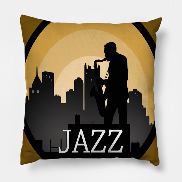 Saxophone Player Pillow by PoetandChef